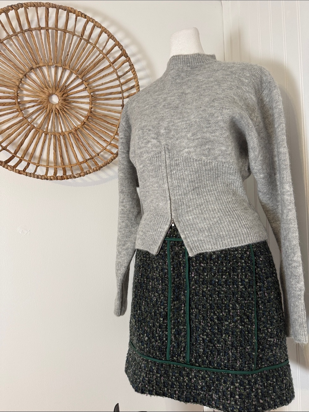 Gray Women's  1/2 Zip-Front Sweater